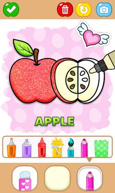 Fruit Glitter Coloring & Learn - Screenshot 2