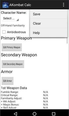 AKDKombatCalc - Screenshot 2