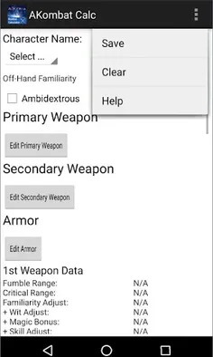 AKDKombatCalc - Screenshot 2