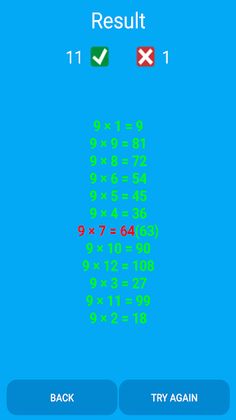 Multiplication tables 1 to 12 - Screenshot 4