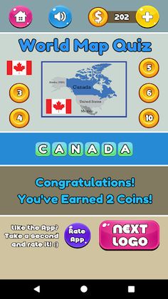 Fun Quizzes - World Map Quiz - Screenshot 2