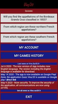 French Wines Quiz by Vins/20 - Screenshot 1