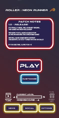 Roller : Endless Neon Runner - Screenshot 1