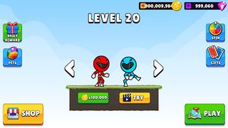 Red and Blue: Stick Hero Saga - Screenshot 1