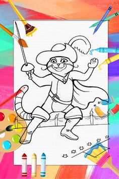 Puss In Boots Coloring Book - Screenshot 1