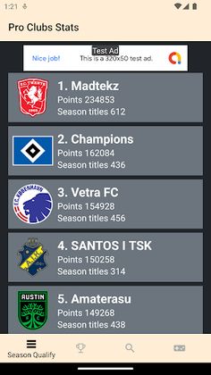 Pro Clubs Stats - Screenshot 2