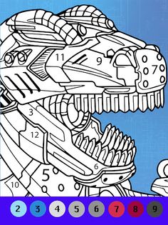 Dino Robot Coloring By Numbers - Screenshot 4