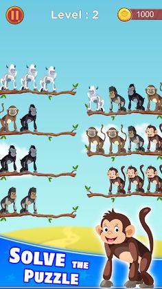 Monkey Sort Puzzle - Pet game - Screenshot 3