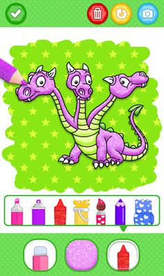 Dinosaur Glitter Coloring Page - Screenshot 3