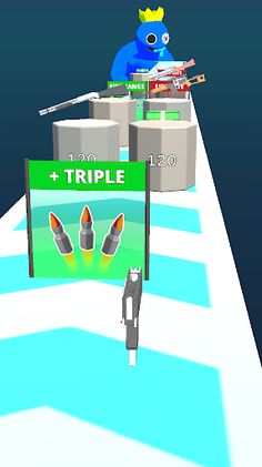 Gun Head Running Blue Monsters - Screenshot 2