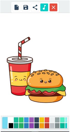 Fast Foods Cartoon - Coloring - Screenshot 3