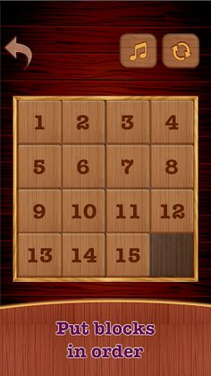 Wooden 15 Puzzle ! Number Slid - Screenshot 1