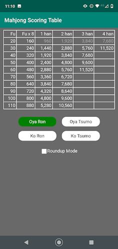 Mahjong Scoring Table - Screenshot 2