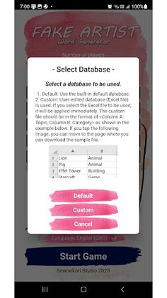 Fake Artist Topic Generator - Screenshot 2