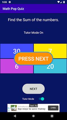 Math Pop Quiz - Screenshot 2