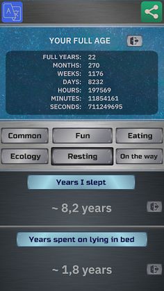 Life Calculator - Stats - Screenshot 3
