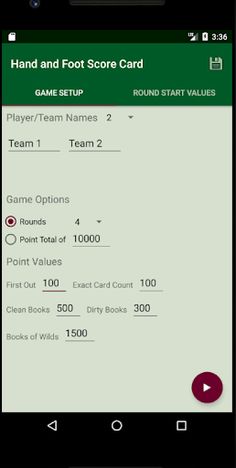 Custom Hand & Foot Scorecard - Screenshot 3