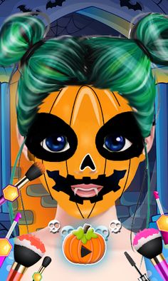 Cute Girl Halloween Makeup Art - Screenshot 1