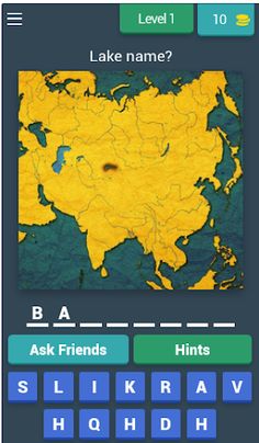 Lakes and rivers on map - quiz - Screenshot 1