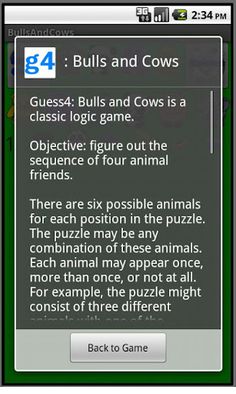 g4: Bulls and Cows - Screenshot 2