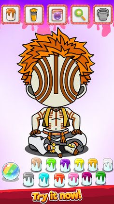 Demon Slayer Color & Draw Game - Screenshot 1