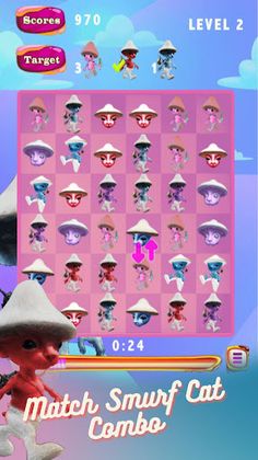 Smurf Cat Crush Game - Screenshot 1