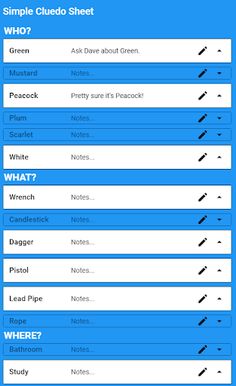 Simple Clue Sheet (Cluedo) - Screenshot 2
