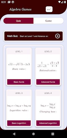 Algebra Math Quiz and Game - Screenshot 1