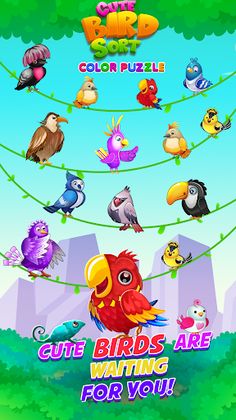 Cute Bird Sort : Color Puzzle - Screenshot 2