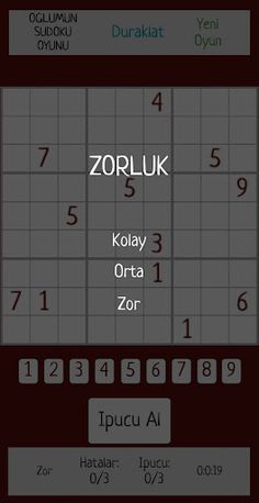 Oğlumun Sudoku Oyunu - Screenshot 2