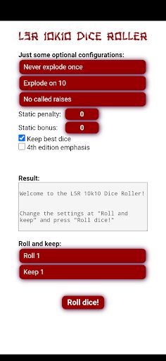 L5R 10K10 Dice Roller - Screenshot 1