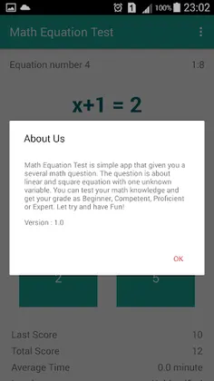Math Equation Test - Screenshot 3