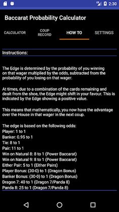 Baccarat Probability Calculato - Screenshot 4