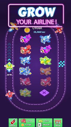 Merge Planes Neon Game Idle - Screenshot 3