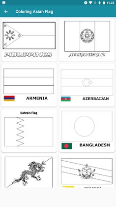 Asian Flags : Coloring Pages - Screenshot 2