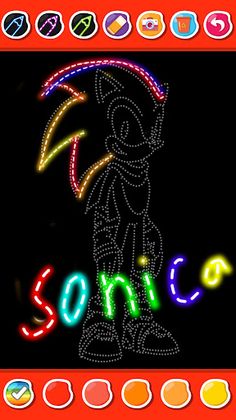 Neon Glow Sonica drawing kids - Screenshot 2