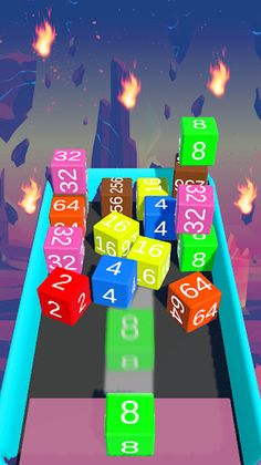 Chain merge 2048: 3D Cube game - Screenshot 2