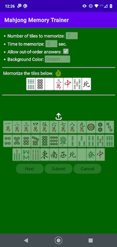 Mahjong Memory Trainer - Screenshot 1