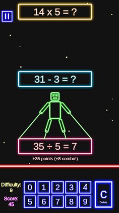 Laser Math: Sum, Subtract, Mul - Screenshot 2