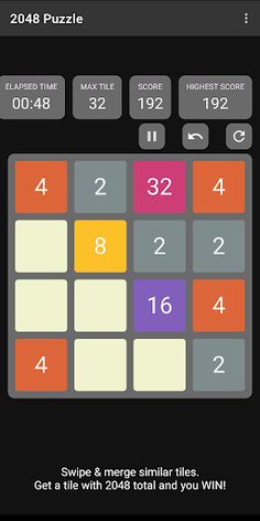 2048 Puzzle Game, Simple 4x4 2 - Screenshot 1