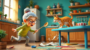 Cat Chaos: Granny House - Screenshot 2
