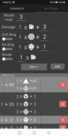 Pathfinder attack calculator - Screenshot 1