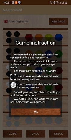 Mastermind: code breaking game - Screenshot 1