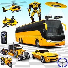 Police Bus Robot Car Game 3d - Screenshot 1