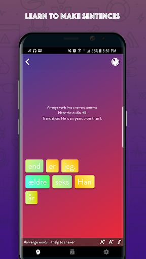 Danish Sentence Practice - Screenshot 3