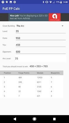 FoE FP Calculator - Screenshot 2