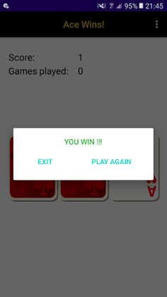 Ace Wins! A simple 3 cards gam - Screenshot 1