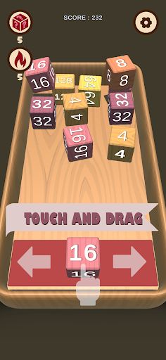 Wooden Cube : 2048 Merge 3D - Screenshot 1