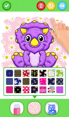 Dinosaur Glitter Coloring Page - Screenshot 1