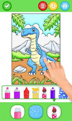 Dinosaur Glitter Coloring Page - Screenshot 4